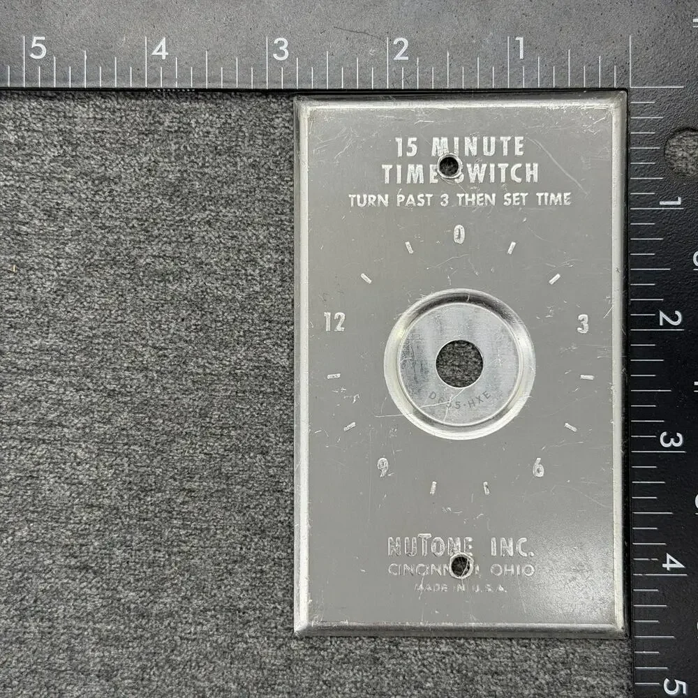 Vintage NuTone 15 Minute Timer Wall Face Plate Brushed Aluminum Replacement USA